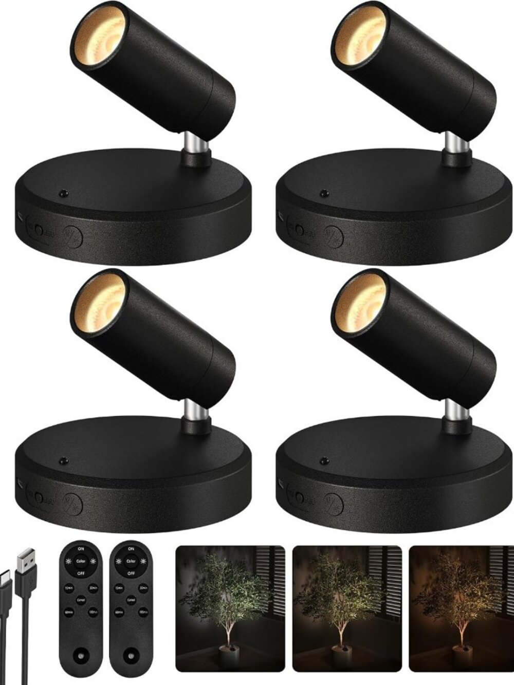 Rechargeable Wireless LED Picture Lights with Remote - Dimmable Uplighting